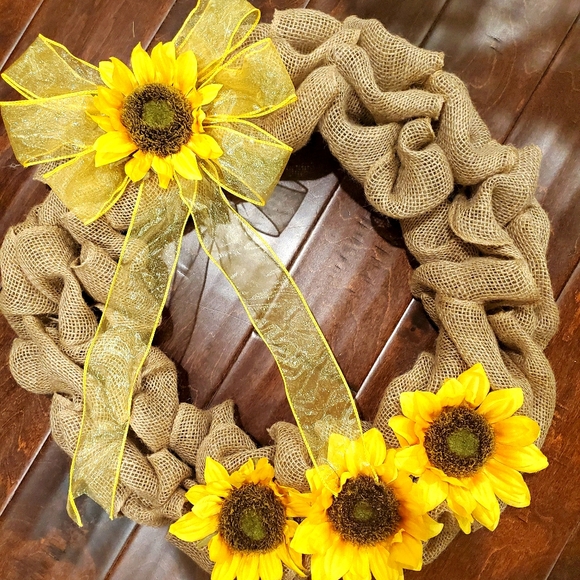 Other - Sunflower Burlap Fall Wreath
